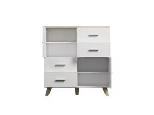 Cama Meble Komoda LOTTA 110 2D4S biały+ dąb sonoma   Komoda LOTTA 110 2D4S - Komody - miniaturka - grafika 1