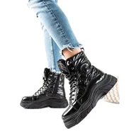 Botki damskie - Czarne Botki Na Platformie VINCEZA - Vinceza - miniaturka - grafika 1