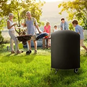 Pokrowce na grilla - Pokrowiec na grilla - Wodoodporny, wiatroszczelny, odporny na rozdarcia - Czarny - Okrągły 71 x 56 cm - miniaturka - grafika 1