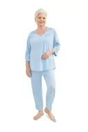 Piżamy damskie - PIŻAMA DAMSKA 3XL KRÓTKI RĘKAW 3/4 BAWEŁNA ELEGANCKA DWUCZĘŚCIOWA NIEBIESKA - miniaturka - grafika 1