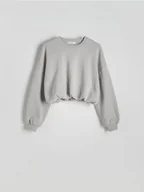 Bluzy damskie - Reserved - Krótka bluza ze ściągaczem - jasnoszary - miniaturka - grafika 1