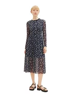 Sukienki - TOM TAILOR jeansowa damska sukienka siateczkowa ze wzorem, 34262-czarny kwiatowy nadruk, S - grafika 1