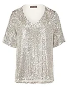 Bluzki damskie - Vera Mont Damska bluzka z cekinami, kremowy/srebrny., 44 - miniaturka - grafika 1