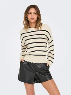 ONLY Sweter w kolorze kremowo-czarnym - Swetry damskie - miniaturka - grafika 1