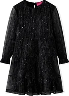 Sukienki i spódniczki dla dziewczynek - vidaXL Sukienka dziecięca z długimi rękawami, ozdobiona cekinami, czarna, 104 - miniaturka - grafika 1