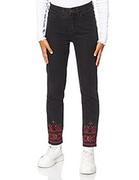 Spodnie damskie - Desigual CALIPSO Damskie spodnie jeansowe Slim Jeans, Niebieski (denim Black Wash 5162), 24W - miniaturka - grafika 1