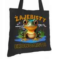 Torby i wózki na zakupy - Torba Bawełniana dla Ekonomisty Czarna Na Prezent ekologiczna Trwały Nadruk - miniaturka - grafika 1