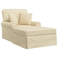 Szezlongi - vidaXL Chaise Lounge z Fartuszkiem Kremowy 91 x 157 x 91 cm tkanina - miniaturka - grafika 1