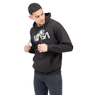 Bluzy męskie - Nasa Męska bluza z kapturem w stylu vintage Rocket czarna, średnia - miniaturka - grafika 1