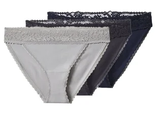 esmara® Majtki slipy damskie z bawełną, 3 pary (granatowy/ciemnoszary/szary, XL(48/50)) - Majtki damskie - miniaturka - grafika 1