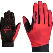 Rękawiczki - Ziener Męskie rękawiczki CNUT do jazdy na rowerze górskim, z długim palcem, z funkcją dotykową, oddychające, amortyzujące, czerwone słońce, 10 - miniaturka - grafika 1