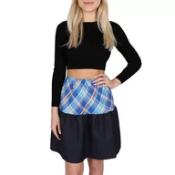 Spódnice - John Zack Niebiesko-granatowa spódniczka w kratę S - miniaturka - grafika 1