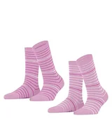 Skarpetki damskie - ESPRIT Fine Stripe 2-Pack skarpety damskie trwałe bawełna organiczna czarne szare plus kolory wzmocnione fantazyjny wzór z kolorowymi paskami zestaw 2 par, Czerwony (Orchid 8621), 39-42 EU - miniaturka - grafika 1