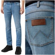 Spodnie męskie - Wrangler Larston slim Stride Blue DżINS dopasowane spodnie jeansowe W32 L34 - miniaturka - grafika 1