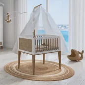 Łóżeczka i kojce - Kołyska biała rattanowa Neige Nami - miniaturka - grafika 1