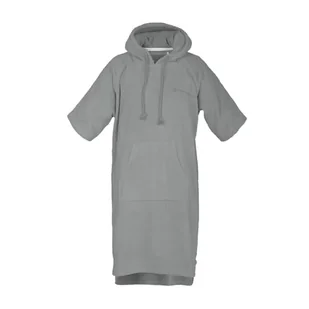 TOM TAILOR Ponczo surfingowe dla kobiet i mężczyzn, S-M, 100% bawełna/frotte, ponczo kąpielowe z kapturem, kieszenią na brzuchu i haftem z logo, szare (Moody Grey) - Kurtki męskie - miniaturka - grafika 1