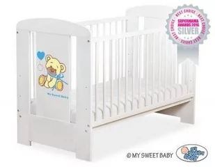 My Sweet Baby Łóżeczko 120x60cm Miś z kokardką kremowy 5004-04-321 5004-03-323 - Łóżeczka i kojce - miniaturka - grafika 1