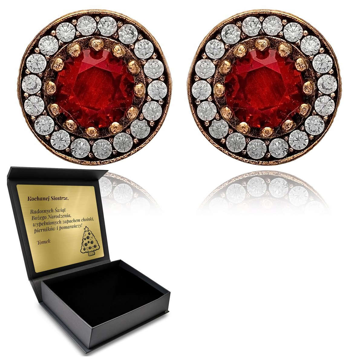 Kolczyki Srebrne 925 Z Cyrkoniami I Grantem Delikatne Małe + Grawer