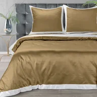 Pościel - Złota pościel 220x200 satynowa Laura z białą kantą Eurofirany - miniaturka - grafika 1