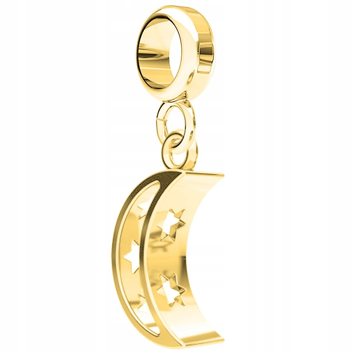 Charms Złoty z Półksiężycem Gwiazdy Kosmos Księżyc Półksiężyc SREBRO 925