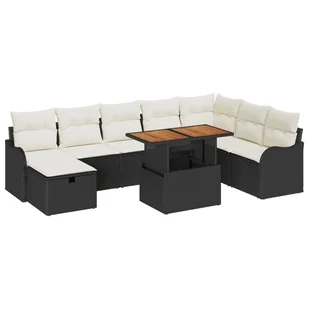 vidaXL Zestaw sofy ogrodowej 9-częściowej z poduszkami Czarny Technorattan, vidaXL 2-osobowa sofa ogrodowa z przechowywaniem i poduszkami Czarny Tec.. - Sofy ogrodowe - miniaturka - grafika 1