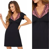 Bielizna nocna - Koszula nocna z wiskozy DONNA Roma czarna XXL - miniaturka - grafika 1