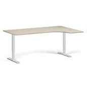 Stoły i stoliki do biura - Stół z regulacją wysokości, 1 silnik, 745 - 1235 mm, narożnik L/P, blat 1800 x 1200 mm, podstawa biała, dąb naturalny - miniaturka - grafika 1