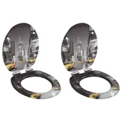 Deski sedesowe - VidaXL Deski klozetowe wolnoopadające, 2 szt., MDF, wzór Nowy Jork - miniaturka - grafika 1