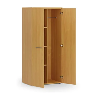 Szafa ubraniowa biurowa PRIMO WOOD, 3 półki, drążek do szafy, 1781 x 800 x 500 mm, buk - Szafy biurowe - miniaturka - grafika 1