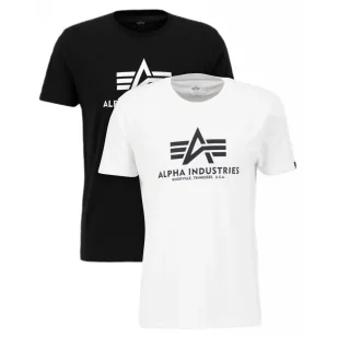 Koszulki Alpha Industries Basic 2 Pack 106524 95 - Czarna / Biała XL - Odzież taktyczna i umundurowanie - miniaturka - grafika 1