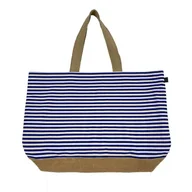 Torby i wózki na zakupy - Torba plażowa Canvas Beach Bag 40x55 biała granatowa 100% bawełna Cawoe - miniaturka - grafika 1