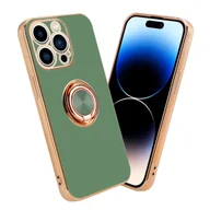 Etui i futerały do telefonów - Pokrowiec Do Apple iPhone 14 PRO MAX Etui w Glossy Jasno Zielony - Złoto magnetycznym Obudowa Case Cover Ochronny Cadorabo - miniaturka - grafika 1