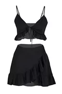 Koszule damskie - Trendyol Damska koszula damska, jednokolorowa, tkana, dwuczęściowy zestaw, Czarny, 14 - miniaturka - grafika 1