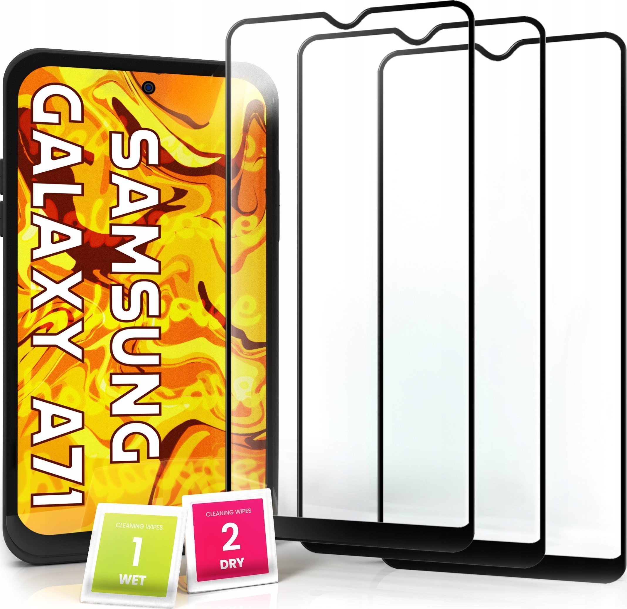 Hello Case 3-pak SZKŁO HARTOWANE DO Samsung Galaxy A71 na cały ekran 9H ochronne 5D