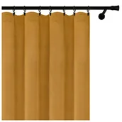 Zasłony - Voppi Zasłona welurowa na żabki 140 x 260 cm musztardowa zasłona z półzaciemniającego weluru 220 g/m2 - miniaturka - grafika 1