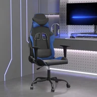 Fotele gamingowe - vidaXL Fotel gamingowy, czarno-niebieski, sztuczna skóra - miniaturka - grafika 1