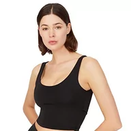 Koszulki i topy damskie - LOS OJOS Crop Tops damski biustonosz sportowy, średni, z wyściełanym biustonoszem, tank top dla kobiet, czarny, M - miniaturka - grafika 1