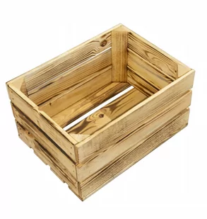 Skrzynka drewniana opalana dekoracyjna 40x30x21 cm - Skrzynie ogrodowe - miniaturka - grafika 1