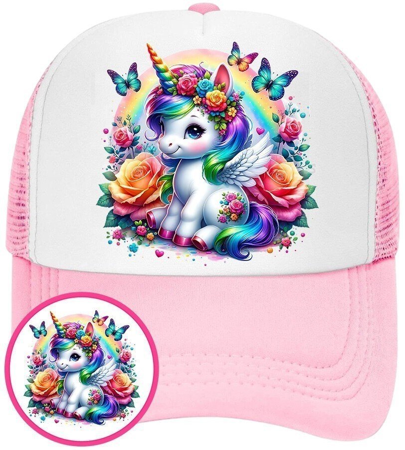 Czapka z Daszkiem Jednorożec Różowa z Nadrukiem Lato Siatka Bejsbolówka