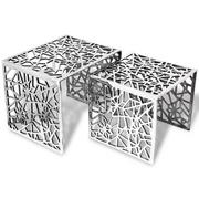 Ławy i stoliki kawowe - vidaXL 2-częściowy stolik boczny kwadratowy z aluminium, srebrny - miniaturka - grafika 1