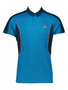 Koszulki sportowe męskie - Asics Funkcyjna koszulka polo w kolorze niebieskim - grafika 1