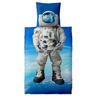 Pościel dla dzieci - CelinaTex Fashion Fun pościel dziecięca 135 x 200 cm 2-częściowa bawełniana poszewka na kołdrę Space Astronauta niebieska - miniaturka - grafika 1