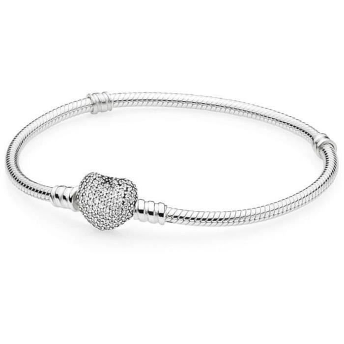 Bransoletka - Pandora - Zapięcie w kształcie serca Pavè - 20 cm - Kobieta - Dorosły