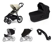 Wózki dziecięce - Wózek miejski Thule Urban Glide 4-wheel Soft beige + Bassinet Black SET 5in1 - miniaturka - grafika 1