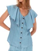 Bluzki damskie - Niebieska bluzka z falbanką Red Button 2843.MIRA.DENIM - miniaturka - grafika 1