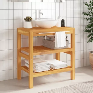 vidaXL Szafka łazienkowa, 2 półki, 74x45x75 cm, lite drewno - Toaletki - miniaturka - grafika 1