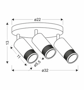 Czarno-złota lampa sufitowa z trzema tubami 98-27696 z serii FLIN - Lampy sufitowe - miniaturka - grafika 1