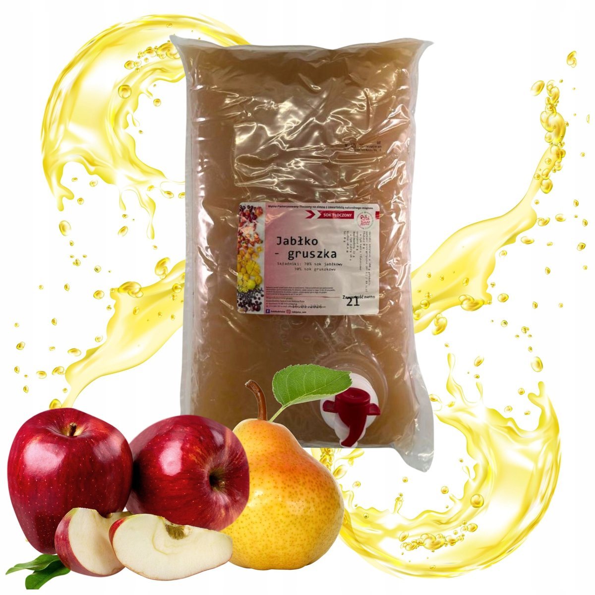 SOK JABŁKOWY GRUSZKOWY 2L 100% NFC TŁOCZONY naturalny bez dodatku cukru