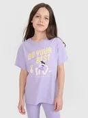 Koszulki dla dziewczynek - 4F T-shirt regular z nadrukiem dziewczęcy - fioletowy 122 (6-7 lat) - miniaturka - grafika 1