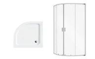 Kabiny prysznicowe - Kabina prysznicowa Besco Zarya 90x90 półokrągła chrom z brodzikiem Alex biały ZC-AL-90-190 - miniaturka - grafika 1